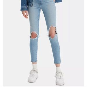 Womens LEVI’S 721 ankle skinny light wash distressed high rise fit jeans size 31